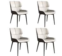 Chaises de salle à manger modernes du milieu du siècle - Élégantes et douces - Pour cuisine et salle à manger - Dossier haut incurvé - Pieds en acier au carbone - Confortables avec accoudoirs