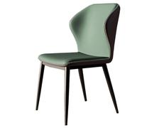 Chaises de Salle à Manger Modernes du Milieu du siècle, siège Coussin en Cuir, Pieds en métal, Dossier inclinable for Salon ou Cuisine, chaises d'appoint rembourrées(Green,Set of1)