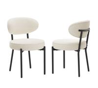 Chaises de salle à manger modernes - Lot de 2, pieds en métal robustes et assise ultra-confortable-Blanc
