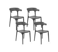 Chaises de Salle à Manger Noires en Plastique Empilables à Petits Accoudoirs