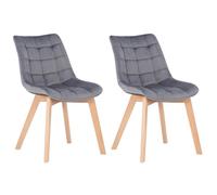 CLP Lot de 2 chaises Passaic – velours matelassé ergonomique, patins au sol, charge max. 150 kg – Gris