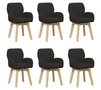Chaises de Salle à Manger Pivotantes 6 pc Bouclé Noir 54 x 58 x 87 cm | Usage intérieur, cadre bois d'ingénierie et métal, base tournante 360°, accoudoirs plats, entretien facile