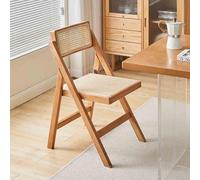 Chaises de salle à manger pliables en rotin vintage - Tabouret rétro en bois sans accoudoirs pour chambre à coucher, salon, salle à manger, cuisine (finition cerise)
