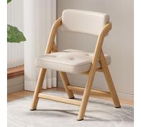 Chaises de salle à manger pliables et portables ergonomiques en bois avec sièges en cuir, pas de montage nécessaire, idéales pour les fêtes, les pique-niques et le bureau à domicile, design blanc uni