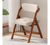 Chaises de salle à manger pliables - Tabourets de cuisine en bois ergonomiques en cuir Design sans assemblage nécessaire Idéal pour les fêtes, les pique-niques et le bureau à domicile Noyer et blanc