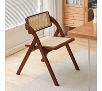 Chaises de salle à manger pliantes en rotin - Tabouret pliable rétro en bois - Chaises à dossier sans accoudoirs pour chambre à coucher, salon, salle à manger, cuisine - Design élégant et peu