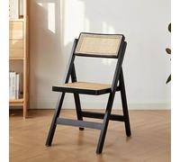 Chaises de salle à manger pliantes, sièges en rotin portables sans accoudoirs, design moderne du milieu du siècle, cadre en bois massif, élégant et peu encombrant pour cuisine et salle à manger