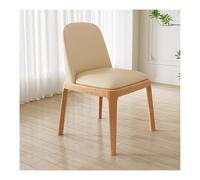 Chaises de salle à manger rembourrées modernes avec dossier incurvé, chaises d'appoint beiges pour cuisine et salon avec pieds en bois, sièges élégants et confortables pour la maison