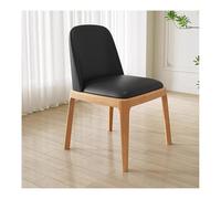 Chaises de salle à manger rembourrées modernes avec dossier incurvé, sièges de cuisine du milieu du siècle avec pieds en bois, accent noir élégant pour salon et chambre à coucher - Chaises d'appoint