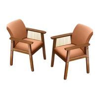 Chaises de salle à manger rembourrées modernes du milieu du siècle avec accoudoirs en bois - Chaises d'appoint élégantes en lin pour cuisine, salon et salle à manger - Confort et soutien