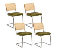 Chaises de salle à manger rembourrées modernes en rotin naturel, cadre en métal tubulaire, chaises d'appoint confortables pour salle à manger, cuisine, salon