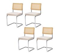 Chaises de salle à manger rembourrées modernes en rotin naturel, cadre en métal tubulaire, chaises d'appoint confortables pour salle à manger, cuisine, salon