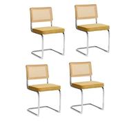 Chaises de salle à manger rembourrées modernes en rotin naturel, cadre en métal tubulaire, chaises d'appoint confortables pour salle à manger, cuisine, salon