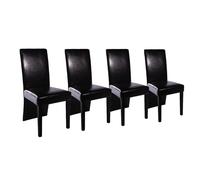 Chaises De Salle À Manger Sièges Rembourrés Avec Pieds En Bois Solides Cuir Synthétique 4 Pcs Noir