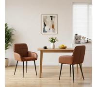 vidaXL Chaises de salle à manger – Simili cuir brun brillant, PU et bois, confortable – 2 pièces