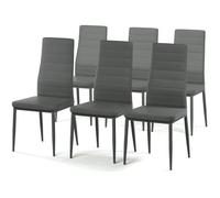 Chaises de Salle à Manger Similicuir-Gris - JEOBEST - Lot de 6 - Contemporain - Design