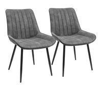 Chaises de salle à manger - SONGMICS - Lot de 2 - Tissu imitation daim - Pieds en métal - Gris