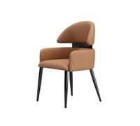 Chaises de salle à manger style moderne du milieu du siècle, Chaises de salle à manger avec accoudoirs, chaises de salle à manger en cuir synthétique pieds en métal noir(Orange)