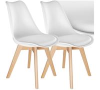 Chaises de salle à manger - TECTAKE - Lot de 2 fauteuils repas FRÉDÉRIQUE style scandinave forme ergonomique - Blanc