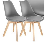 Chaises de salle à manger - TECTAKE - Lot de 2 fauteuils repas FRÉDÉRIQUE style scandinave forme ergonomique - Gris