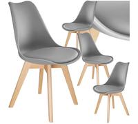 Chaises de salle à manger - TECTAKE - Lot de 4 fauteuils repas FRÉDÉRIQUE style scandinave forme ergonomique - Gris