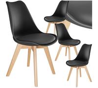Chaises de salle à manger - TECTAKE - Lot de 4 fauteuils repas FRÉDÉRIQUE style scandinave forme ergonomique - Noir