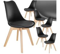 TecTake® Lot de 6 Chaises de Salle à Manger Design Scandinave Chaise Confortable Rembourrée avec Pieds en Bois Massif Meuble Salon pour Salon, Coiffeuse, Chambre, Cuisine, Bureau, Cabinet