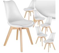Chaises de salle à manger - TECTAKE - Lot de 6 fauteuils repas FRÉDÉRIQUE style scandinave forme ergonomique - Blanc