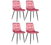 CLP Lot de 4 chaises de salle à manger Tilde avec Piètement en métal noir , Rose/Velours Rose
