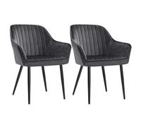 Chaises de Salle à Manger - VASAGLE - Lot de 2 Fauteuils Velours Gris - Pieds en métal