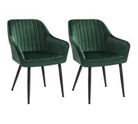 Chaises de Salle à Manger - VASAGLE - Lot de 2 Fauteuils Velours Vert - Pieds en métal