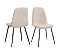 Chaises de Salle à Manger - VASAGLE - Lot de 2 - Métal - Tissu Chenille - Blanc Crème
