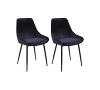 Lot de 2 chaises - Velours et métal noir - Noir - MASURIE