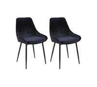 Lot de 2 chaises - Velours et métal noir - Noir - MASURIE