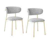 Chaises de salle à manger vertes : lot de 2 chaises de salle à manger rembourrées en velours avec pieds en métal, style milieu du siècle moderne, sans accoudoirs, pour cuisine, salle à mange