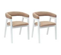 Chaises de salle à manger - vidaXL - Blanc - Bois de caoutchouc massif - 54x57x73 cm - Accoudoirs rembourrés