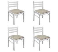 Chaises de salle à manger - vidaXL - Blanc Hévéa solide - Lot de 4 - Style Vintage