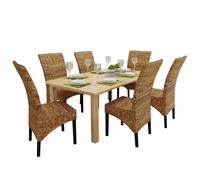 Chaises de salle à manger - VIDAXL - Bois solide de manguier et abaca - Marron - Lot de 6 - Campagne