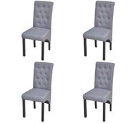 Chaises de salle à manger - VIDAXL - Gris clair - Lot de 4 - Tissu - Bois massif