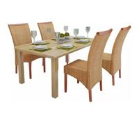 Chaises de salle à manger - vidaXL - Lot de 4 - Bois de manguier massif - Rotin authentique - Confortables