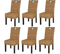 vidaXL Chaises à manger lot de 6 rotin Kubu bois de manguier Brun