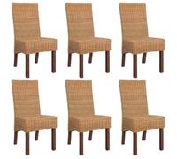 Chaises de salle à manger - vidaXL - Lot de 6 - Rotin naturel - Bois massif - Confortables