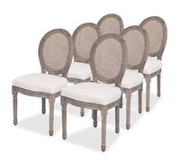 Chaises de salle à manger - vidaXL - Lot de 6 - Tissu en lin - Couleur crème - Style contemporain
