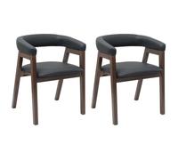 Chaises de salle à manger - vidaXL - Marron clair - Bois de caoutchouc massif - 54x57x73 cm - Accoudoirs rembourrés