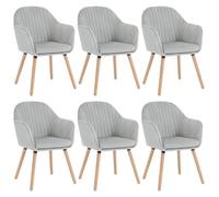 Chaises de Salle à Manger - WOLTU - Gris Clair - Lot de 6 - Accoudoirs - Pieds en Bois Massif
