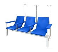 Chaises De Salle D'attente 2-3 Places,Bancs De Salle D'attente Bancs D'intérieur Avec Accoudoirs Et Tiges Porte-sérum,Adaptés Aux Hôpitaux,Cliniques Et Cabinets Médicaux(Blue,3 seats)