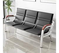 Chaises de Salle D'attente 3 Places, Banc de Réception, Mobilier de Bureau en Cuir avec Dossier et Accoudoirs en Bois, Banc de Réception Rembourré for Bureau, Aéroport, Hôpital, Banque, Entreprise(Bla