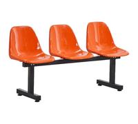 Chaises de Salle D'attente 3 Places, Rangées de Sièges Connectées, Banc D'extérieur en Plastique Facile à Monter, Chaises de Réception pour Aéroports, Banques, Stades, Terrains de Basket(Orange)