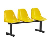 Chaises de Salle D'attente 3 Places, Rangées de Sièges Connectées, Banc D'extérieur en Plastique Facile à Monter, Chaises de Réception pour Aéroports, Banques, Stades, Terrains de Basket(Yellow)
