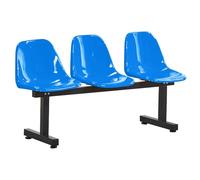 Chaises de Salle D'attente 3 Places, Rangées de Sièges Connectées, Banc D'extérieur en Plastique Facile à Monter, Chaises de Réception pour Aéroports, Banques, Stades, Terrains de Basket(Blue)